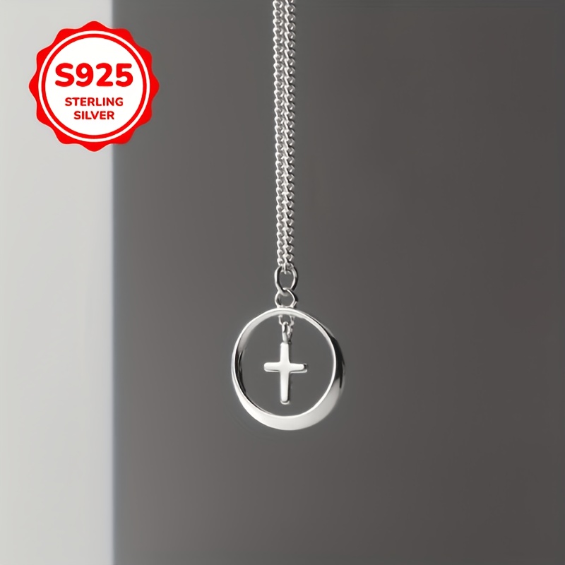 Women's 925 Silver Minimalist Round Pendant Choker Necklace